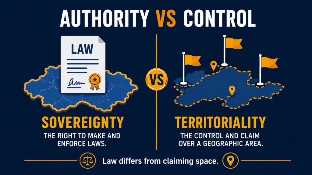 Sovereignty versus territoriality AP Human Geography infographic comparing legal authority and control of space