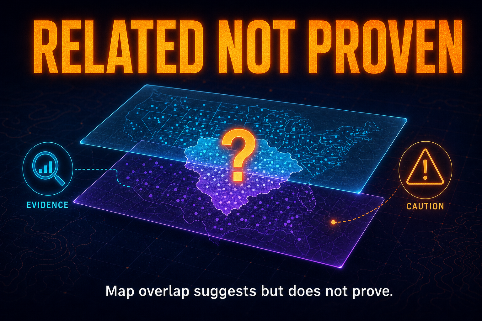 Spatial association versus causation in AP Human Geography showing overlapping map layers that suggest but do not prove causation