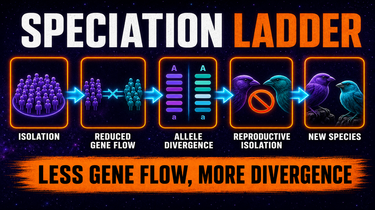 Speciation Reasoning Ladder AP Biology Speciation reasoning ladder AP Biology showing isolation reduced gene flow allele divergence reproductive isolation and new species