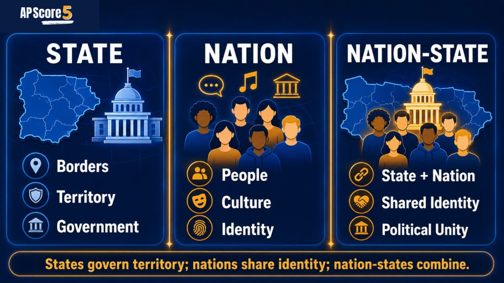 AP Human Geography practice image for identifying state nation and nation-state clues