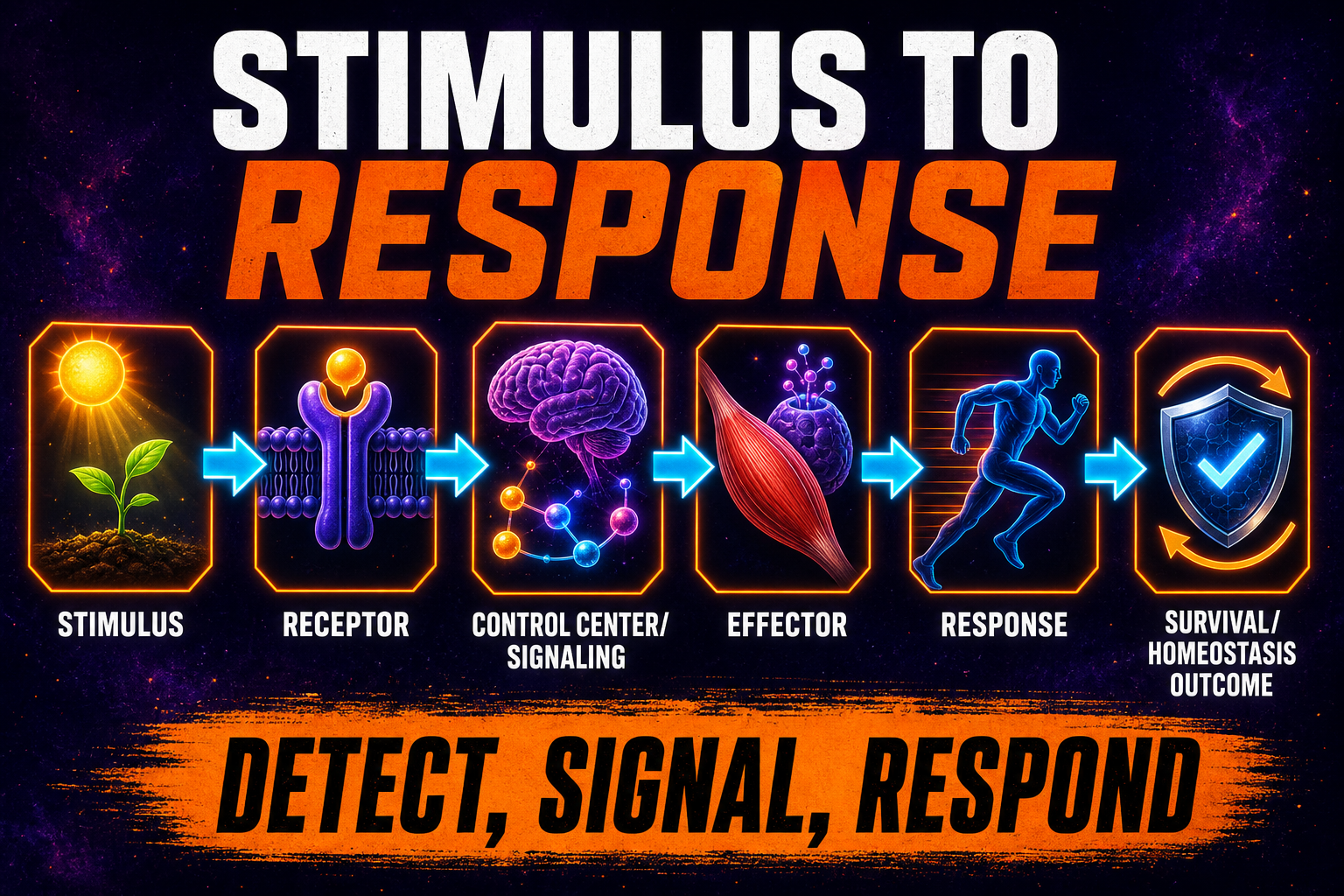 Stimulus response pathway AP Biology showing receptor signaling effector response and homeostasis outcome