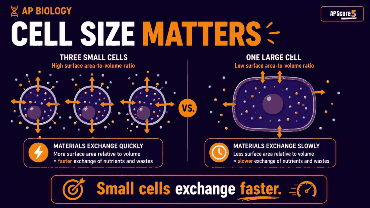 SA:V ratio small vs large cell