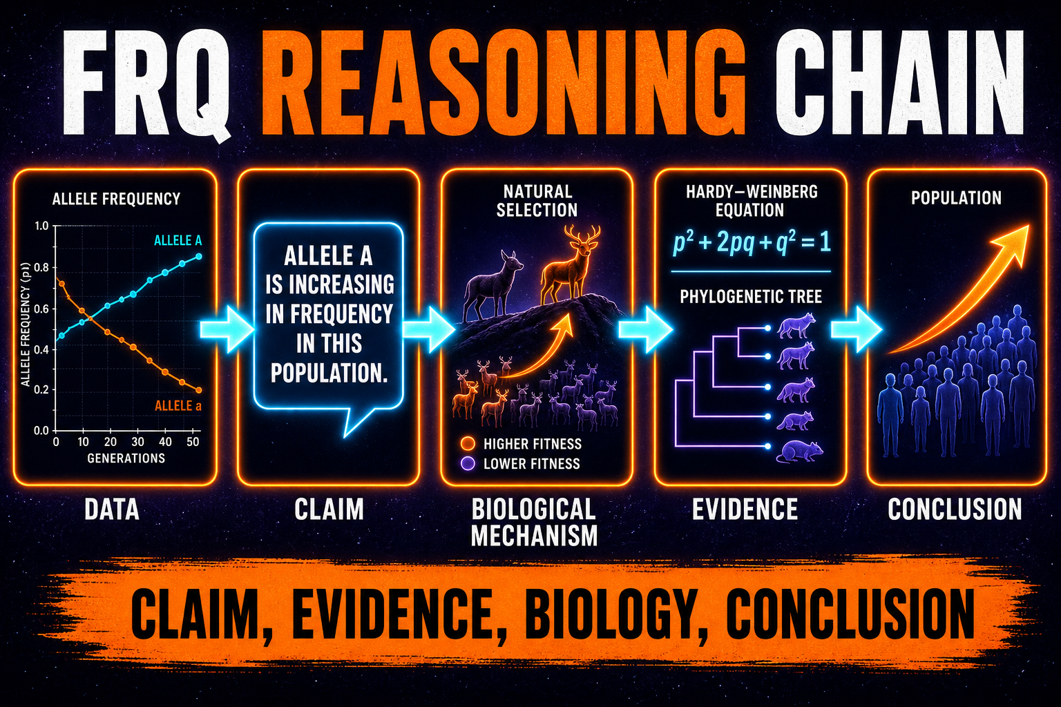 Unit 7 FRQ Reasoning Chain AP Biology AP Biology Unit 7 FRQ reasoning chain showing data claim evidence biological mechanism and conclusion