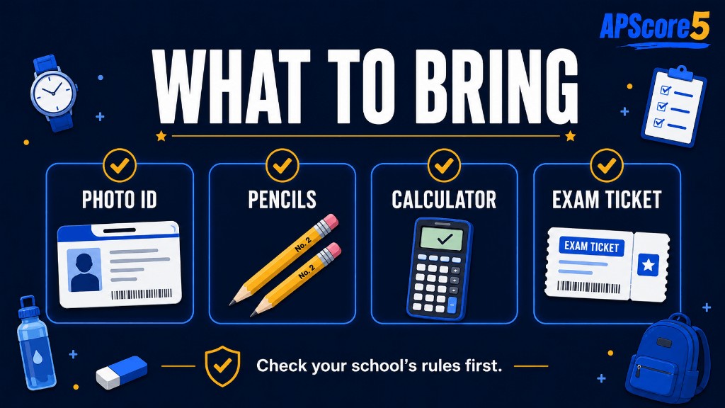 What to bring AP exam graphic