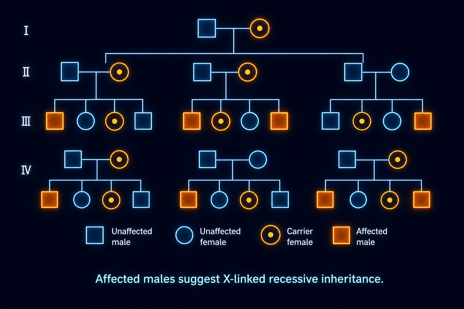 X-linked recessive pedigree